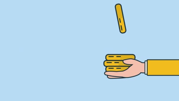 동전 달러 애니메이션과 손 — 비디오