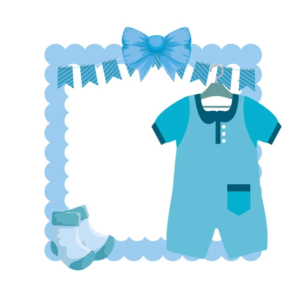 Cartão de banho de bebê com roupas — Vetor de Stock