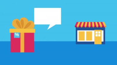 giftbox ticari animasyon ile mağaza binası