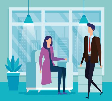 oturma odasında zarif iş çift işçi