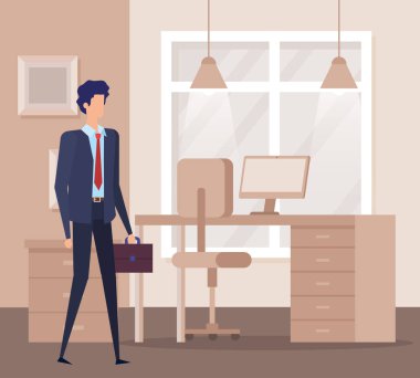 ofis sahnesinde zarif işadamı işçi