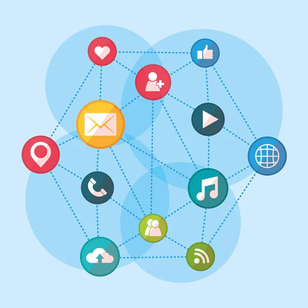 Sociální síť média plochý design — Stockový vektor