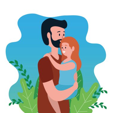 parkta aile karakterleri kızı ile baba