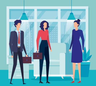 oturma odasında zarif iş adamları işçiler