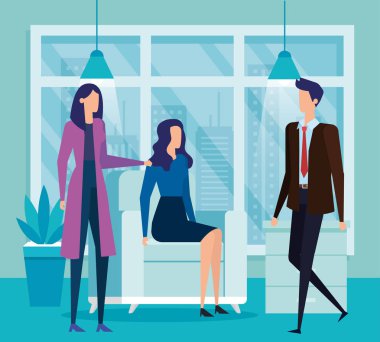 oturma odasında zarif iş adamları işçiler