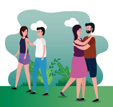 park karakterleri sevimli aşıklar çiftler