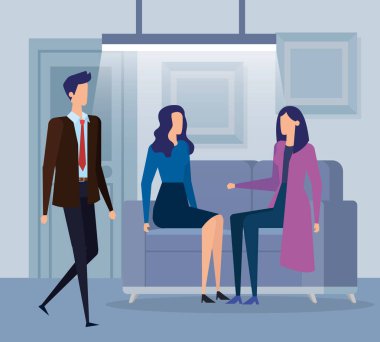 oturma odasında zarif iş adamları işçiler