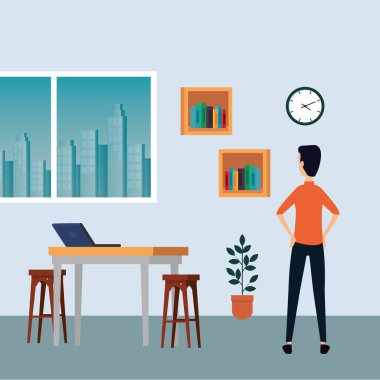 ofis sahnesinde zarif işadamı işçi