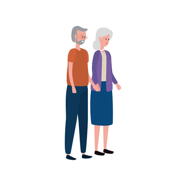 Lindos abuelos pareja avatares caracteres — Vector de stock