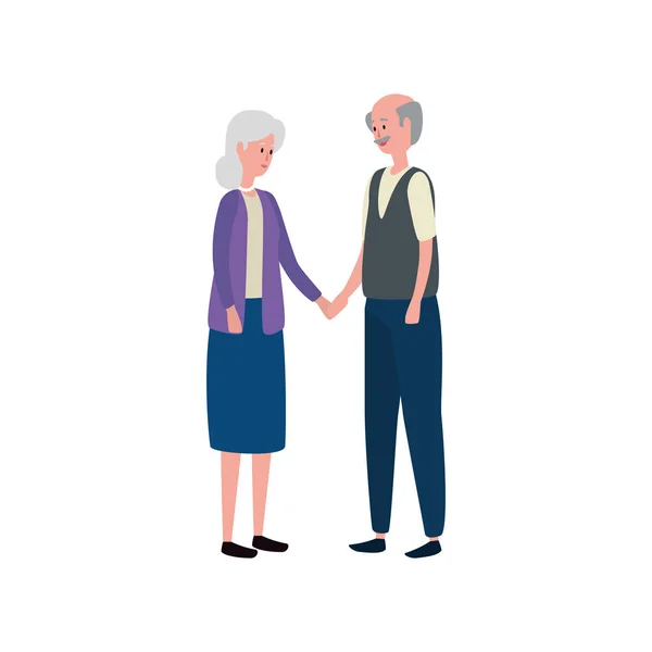 Mignon grand-parents couple avatars personnages — Image vectorielle
