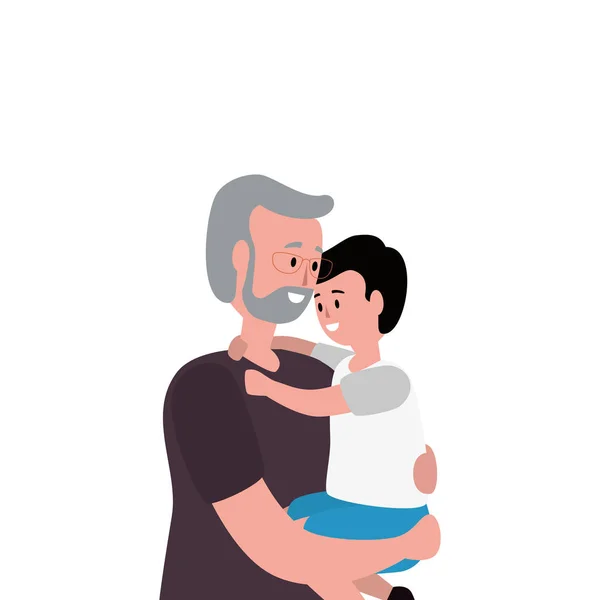 Carino nonno con personaggi nipote — Vettoriale Stock