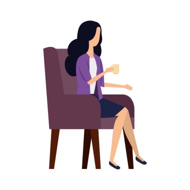 zarif iş kadını kanepede kahve içme