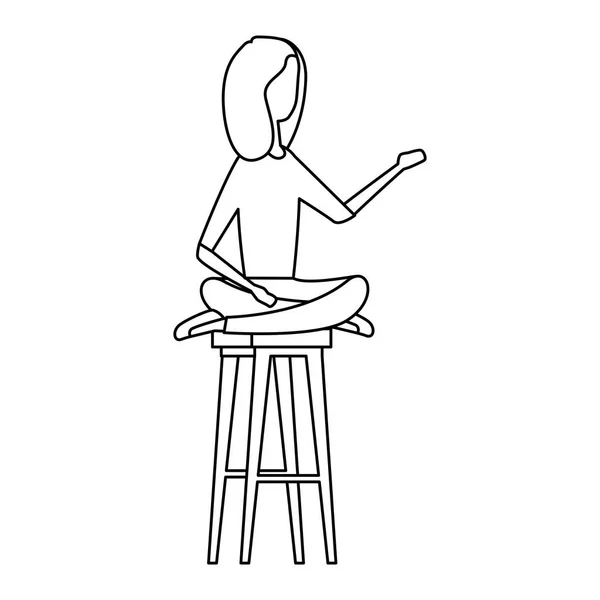 Élégante femme d'affaires assise sur un banc avec position lotus — Image vectorielle