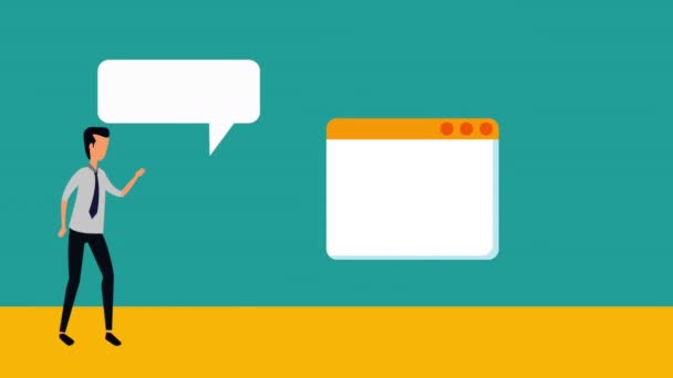 homme d'affaires élégant avec caractère statistique graphique 