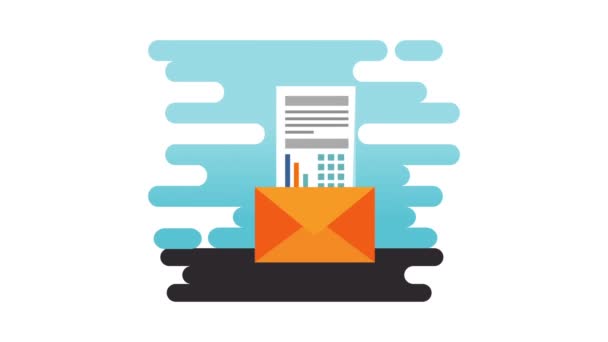 Envelope de correio com ícones financeiros — Vídeo de Stock
