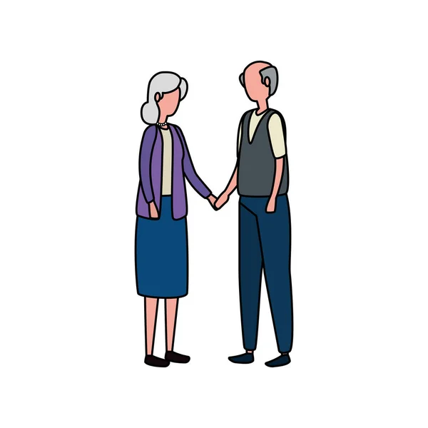 Mignon grand-parents couple avatars personnages — Image vectorielle