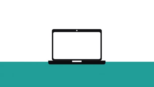 Laptop computer met financiële app — Stockvideo