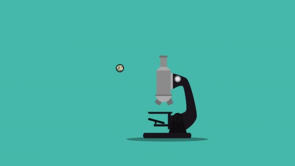 Animação de teste médico de microscópio de laboratório — Vídeo de Stock