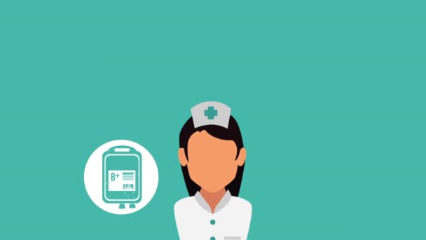 Animazione professionale di carattere medico infermiere — Video Stock