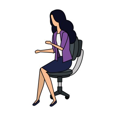 ofis koltuğunda oturan zarif iş kadını işçi