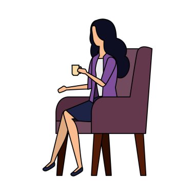 zarif iş kadını kanepede kahve içme