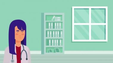 profesyonel kadın doktor tıbbi karakter animasyonu
