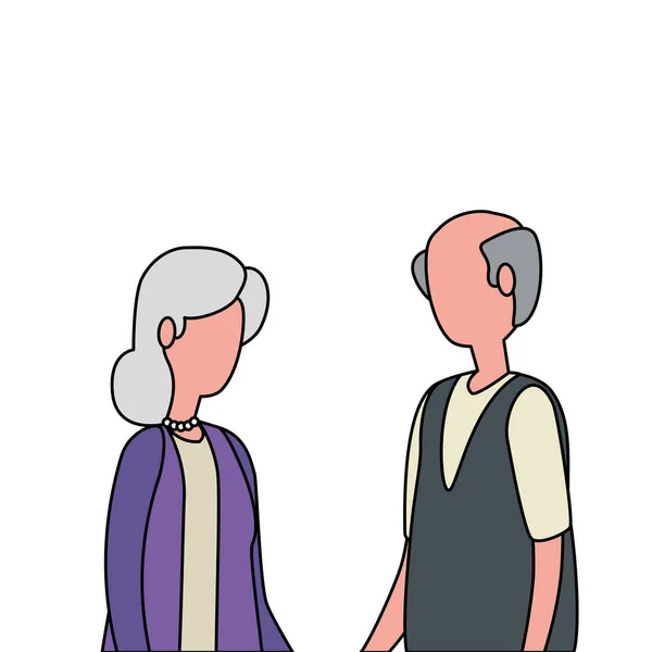 Mignon grand-parents couple avatars personnages — Image vectorielle