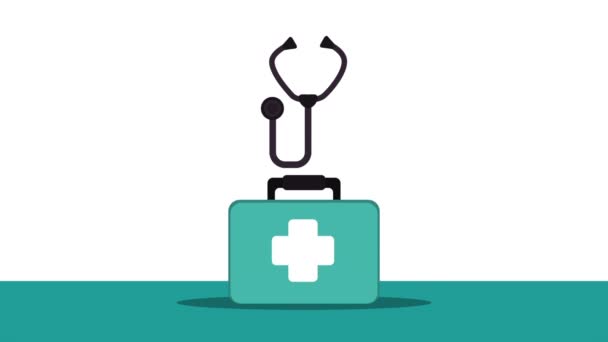 Medical kit med stetoskop animation — Stockvideo