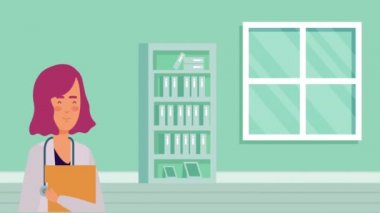 profesyonel kadın doktor tıbbi karakter animasyonu
