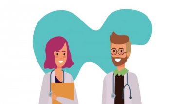profesyonel çift doktorlar tıbbi karakterler animasyon