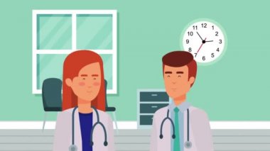 profesyonel çift doktorlar tıbbi karakterler animasyon