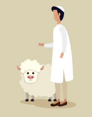 geleneksel koyun kurban ile arap adam