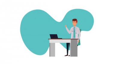 ofis karakter animasyon profesyonel doktor