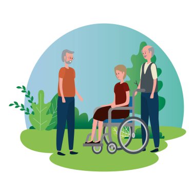 tekerlekli sandalyede sevimli dedesi çift