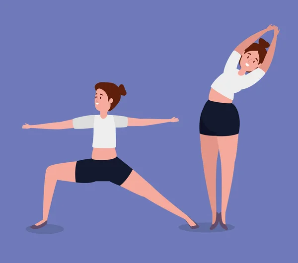 Mulheres ioga exercício meditação pose — Vetor de Stock