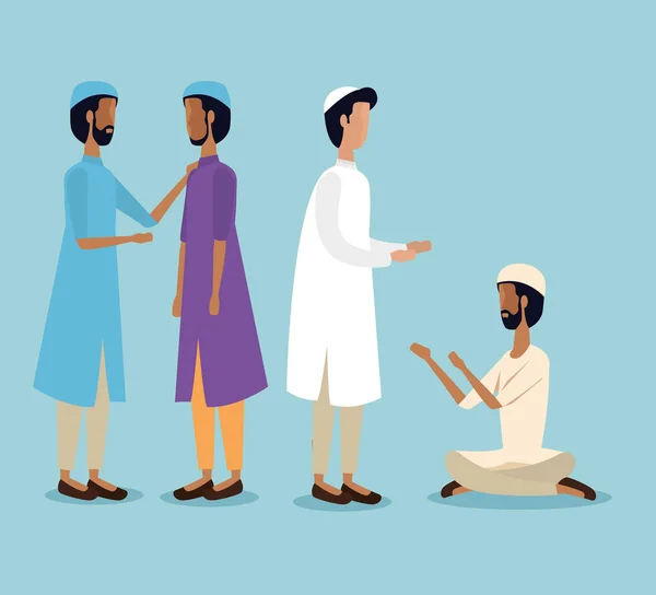 Arabes hommes avec célébration de la religion traditionnelle — Image vectorielle