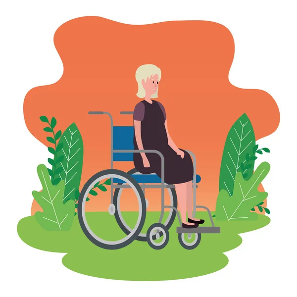 Carino nonna in sedia a rotelle carattere — Vettoriale Stock