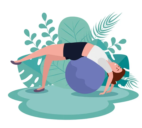 Gesunde Yoga-Pose mit Ball — Stockvektor