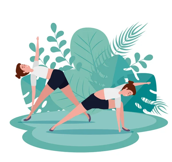 Frauen trainieren Yoga-Meditationsübung — Stockvektor