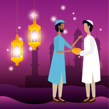 lambaları asılı ve ışıklar ile Araplar erkekler