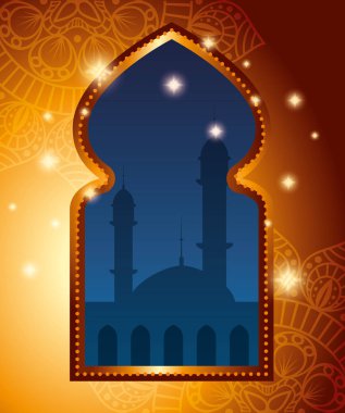 kale ve ışıklar ile geleneksel pencere tasarımı