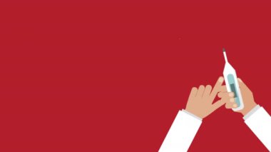 tıbbi termometre animasyon ile eller