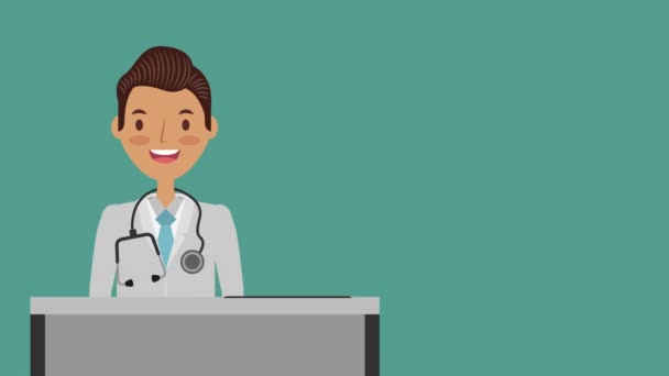 Profesional médico animación personaje médico — Vídeo de stock