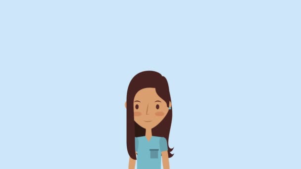 Profesional médico femenino personaje médico animación — Vídeo de stock