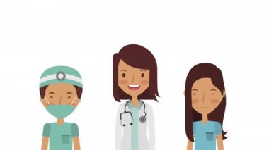 profesyonel kadın doktorlar tıbbi karakterler animasyon