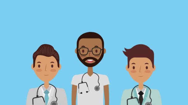 Medici professionisti personaggi medici animazione — Video Stock