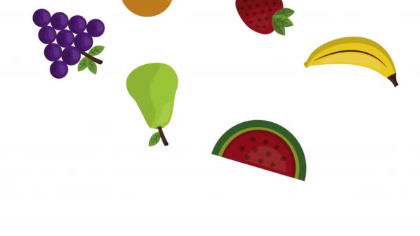 Fruit vers gezond eten animatie — Stockvideo