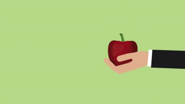 Mão com frutas e legumes — Vídeo de Stock