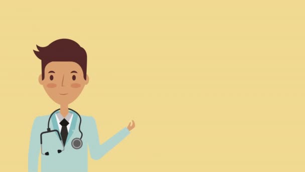 Professional doctor with healthy lifestyle animation — Stock Video