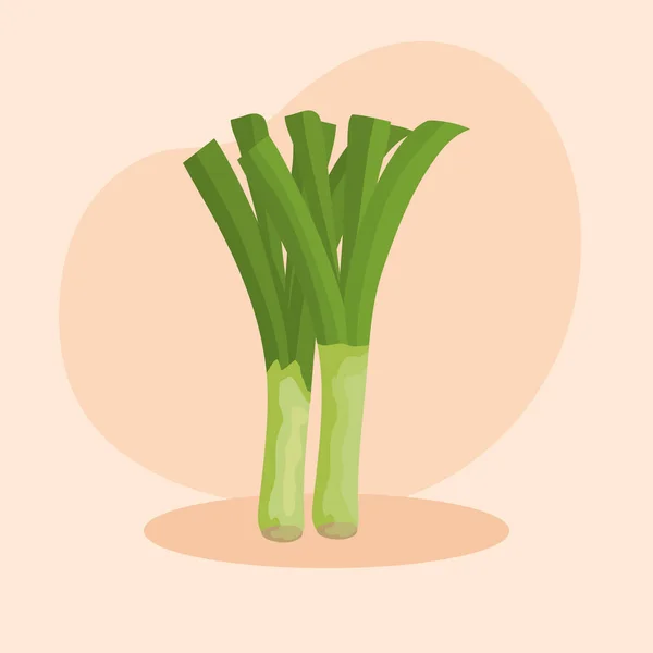 Taze yeşil soğan sebze ve sağlıklı beslenme — Stok Vektör